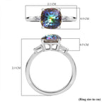 Vitrail Medium Finest Crystal ,  White Cubic Zirconia  Solitaire Ring in Platinum Overlay Sterling Silver 1.70 ct  1.700  Ct.
