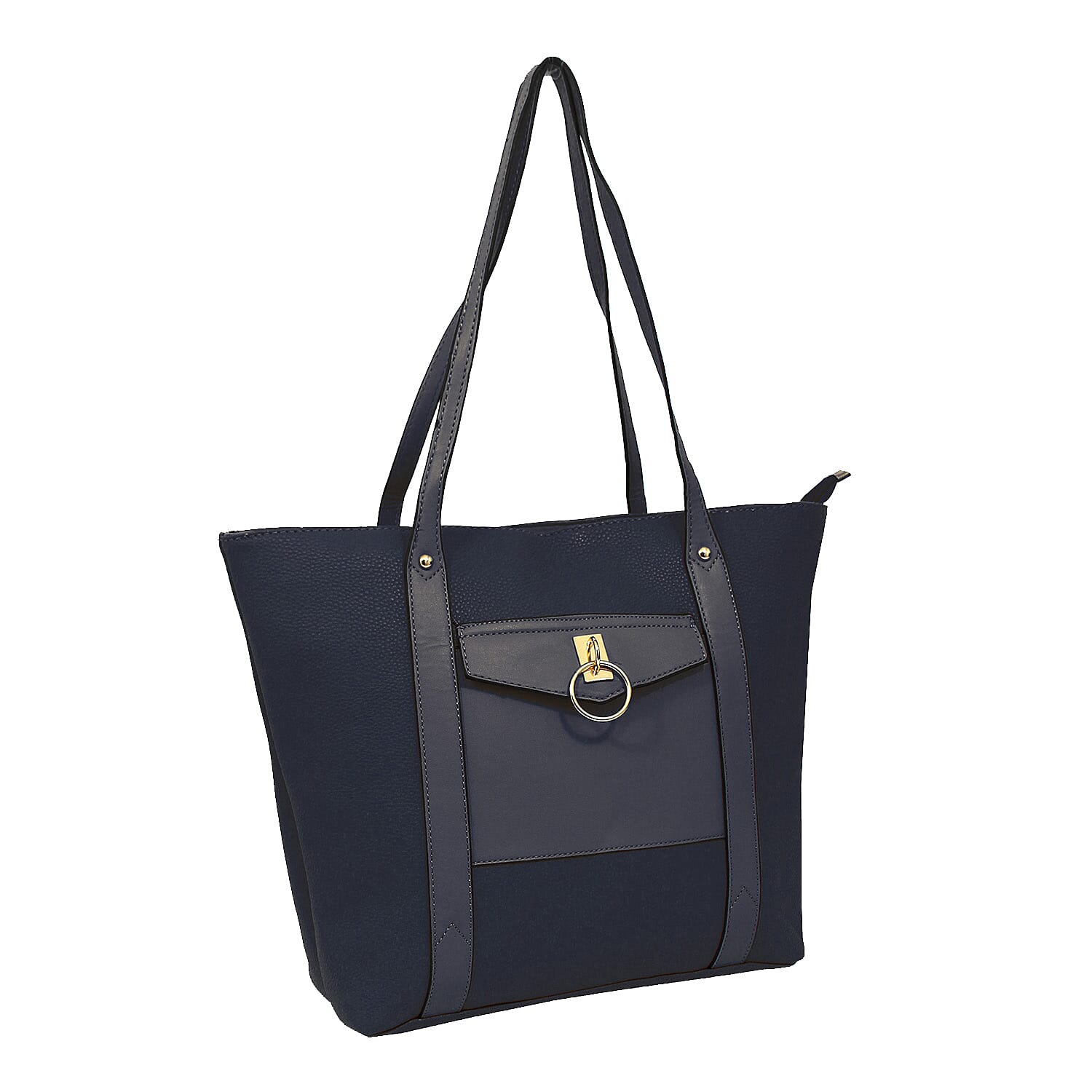 W Brown International Ladies Tote Handbag with Zipper Closure - Navy 7555335 0