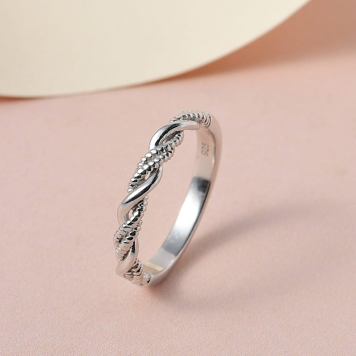 Twist Wedding Band Ring in Sterling Silver with Platinum Plated 3672253 2