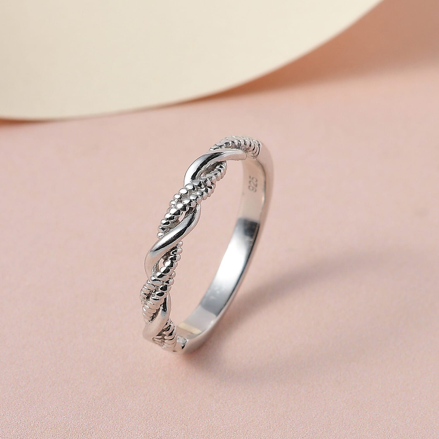 Twist Wedding Band Ring in Sterling Silver with Platinum Plated 3672253 2
