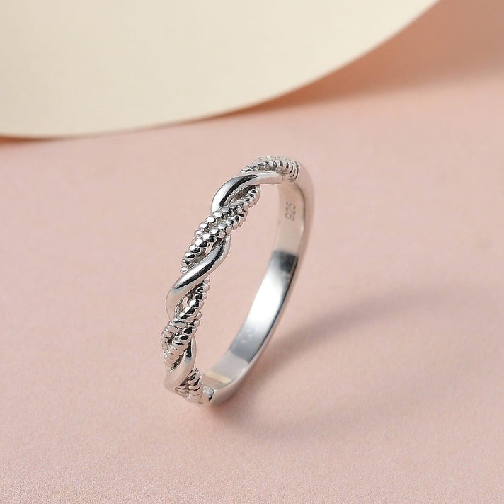 Twist Wedding Band Ring in Sterling Silver with Platinum Plated 3672253 2