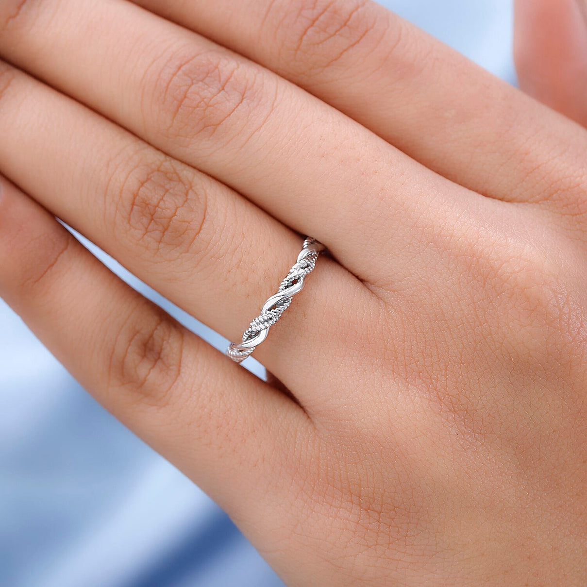 Twist Wedding Band Ring in Sterling Silver with Platinum Plated 3672253 3