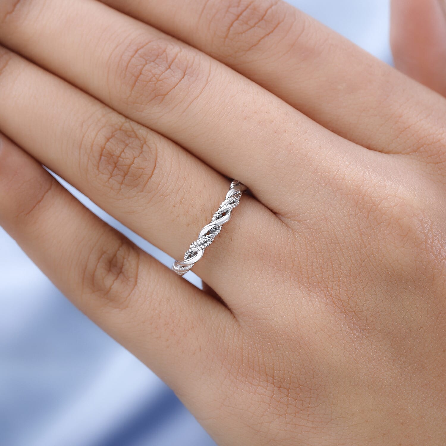 Twist Wedding Band Ring in Sterling Silver with Platinum Plated 3672253 3