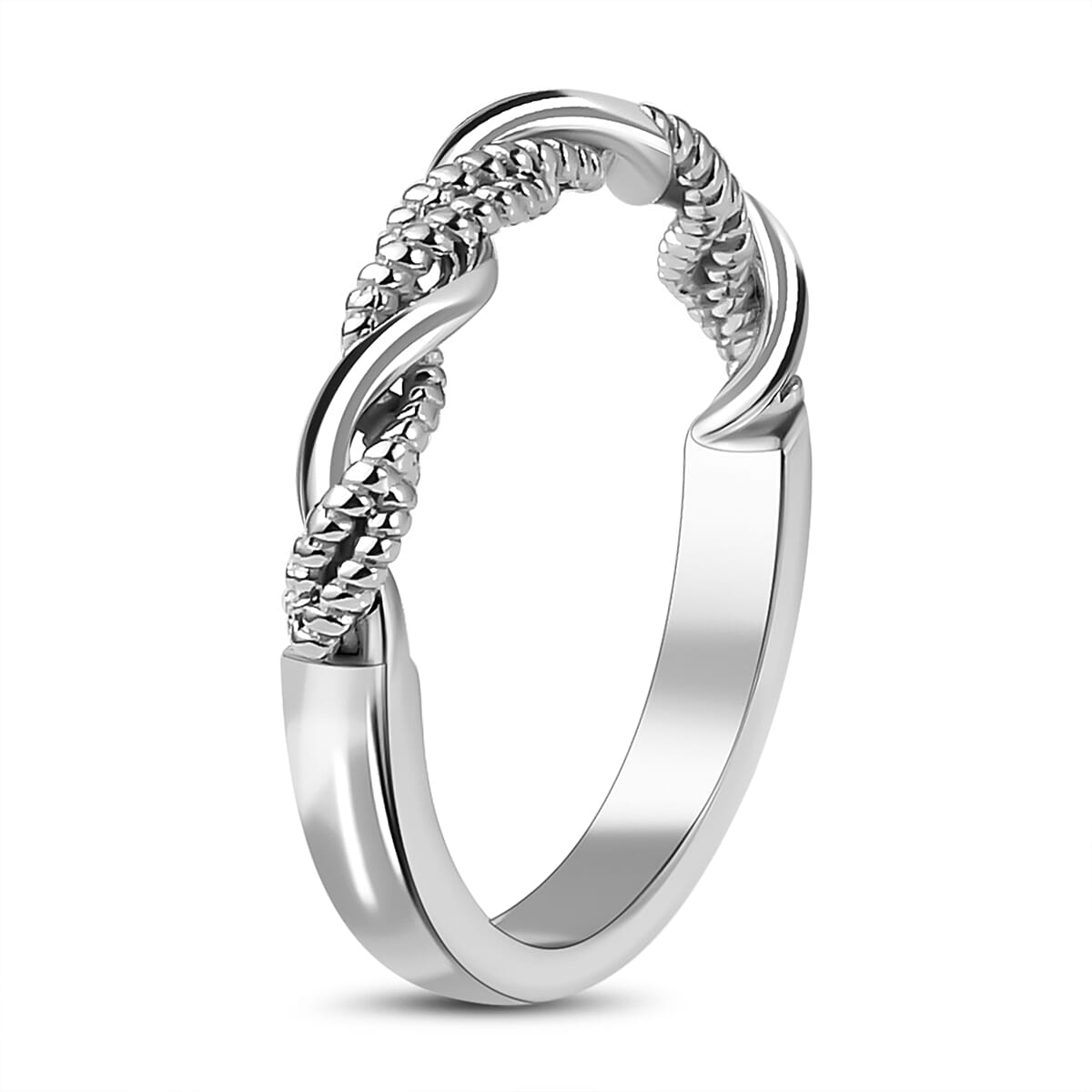 Twist Wedding Band Ring in Sterling Silver with Platinum Plated 3672253 4