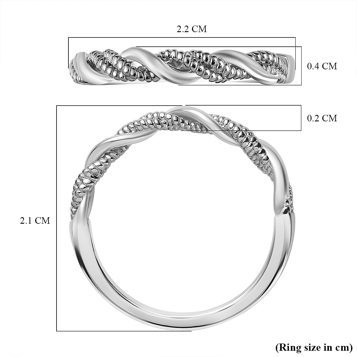 Twist Wedding Band Ring in Sterling Silver with Platinum Plated 3672253 6