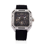 WILLIAM HUNT Automatic 3ATM WR Blue Hollow Dial & Silver Case Watch with Black Silicone Strap