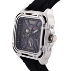 WILLIAM HUNT Automatic 3ATM WR Blue Hollow Dial & Silver Case Watch with Black Silicone Strap