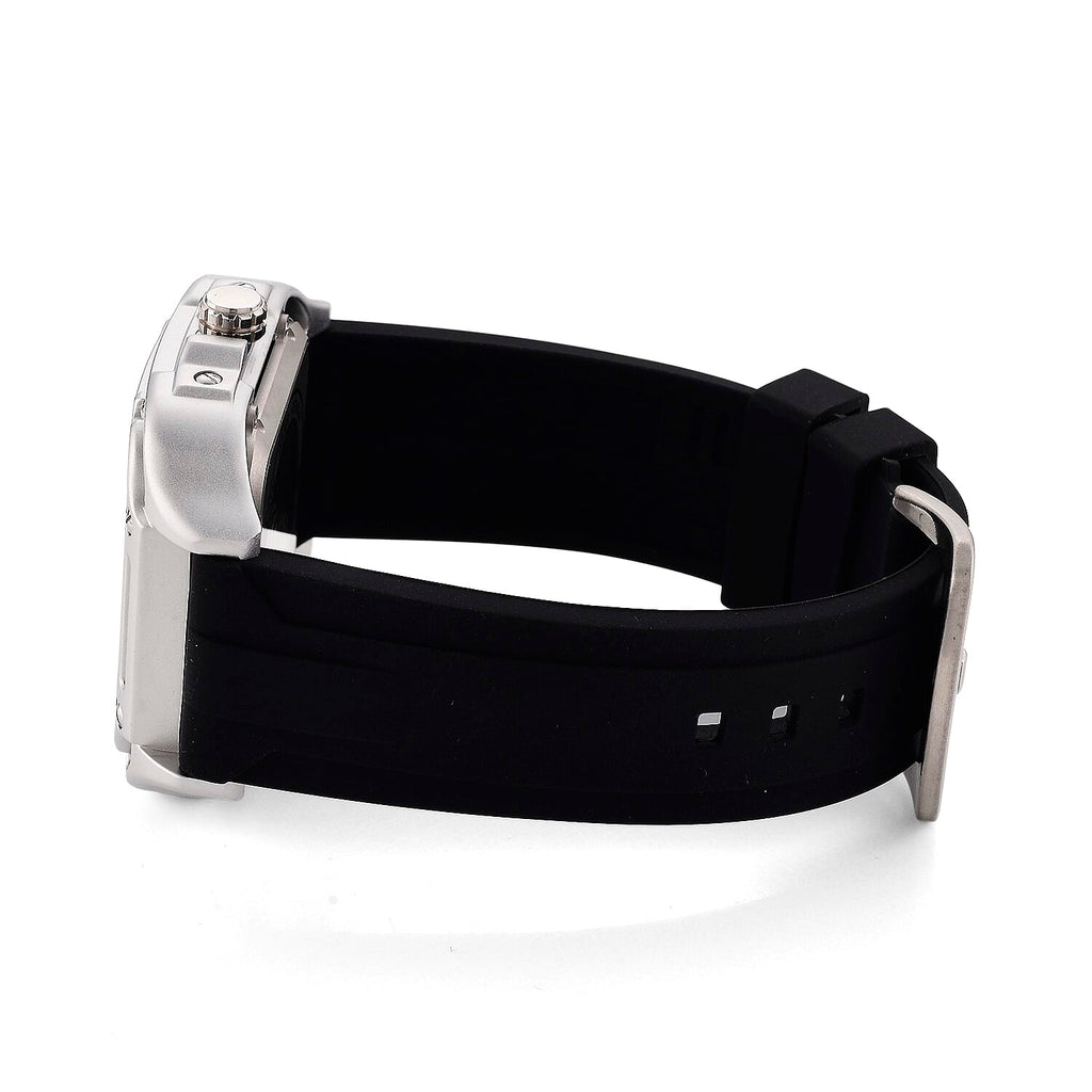 WILLIAM HUNT Automatic 3ATM WR Blue Hollow Dial & Silver Case Watch with Black Silicone Strap