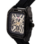 WILLIAM HUNT Automatic 3ATM WR Gold Hollow Dial & Black Case Watch with Black Silicone Strap