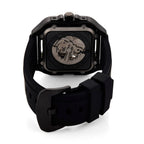 WILLIAM HUNT Automatic 3ATM WR Red Hollow Dial & Black Case Watch with Black Silicone Strap