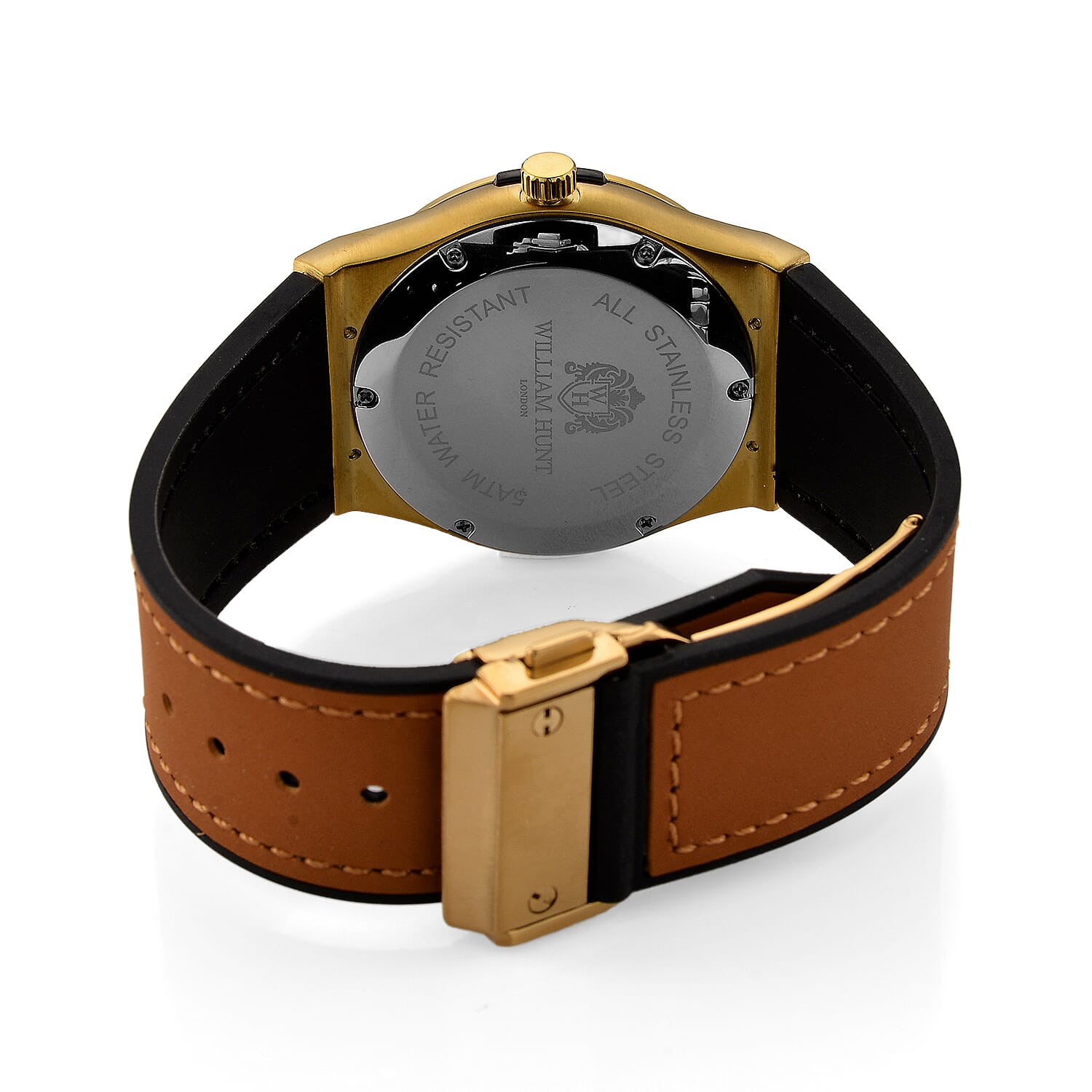 TJC 20TH ANNIVERSARY COMMISSION EXCLUSIVE - WILLIAM HUNT Limited Edition Epson Solar AS32 Movt. 5ATM WR Gold Sunshine &amp; Moissanite Dial &amp; Gold Case Watch with Coffee Strap (Adjustable) V32530246 7