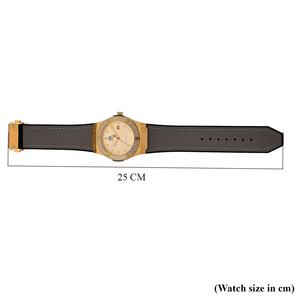 TJC 20TH ANNIVERSARY COMMISSION EXCLUSIVE - WILLIAM HUNT Limited Edition Epson Solar AS32 Movt. 5ATM WR Gold Sunshine & Moissanite Dial & Gold Case Watch with Black Strap (Adjustable)