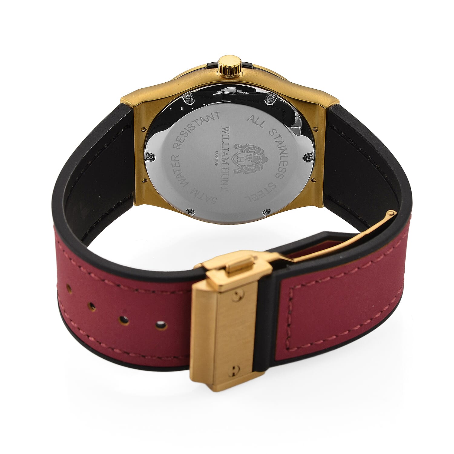 TJC 20TH ANNIVERSARY COMMISSION EXCLUSIVE - WILLIAM HUNT Limited Edition Epson Solar AS32 Movt. 5ATM WR Gold Sunshine &amp; Moissanite Dial &amp; Gold Case Watch with Red Strap (Adjustable) 8537033 7
