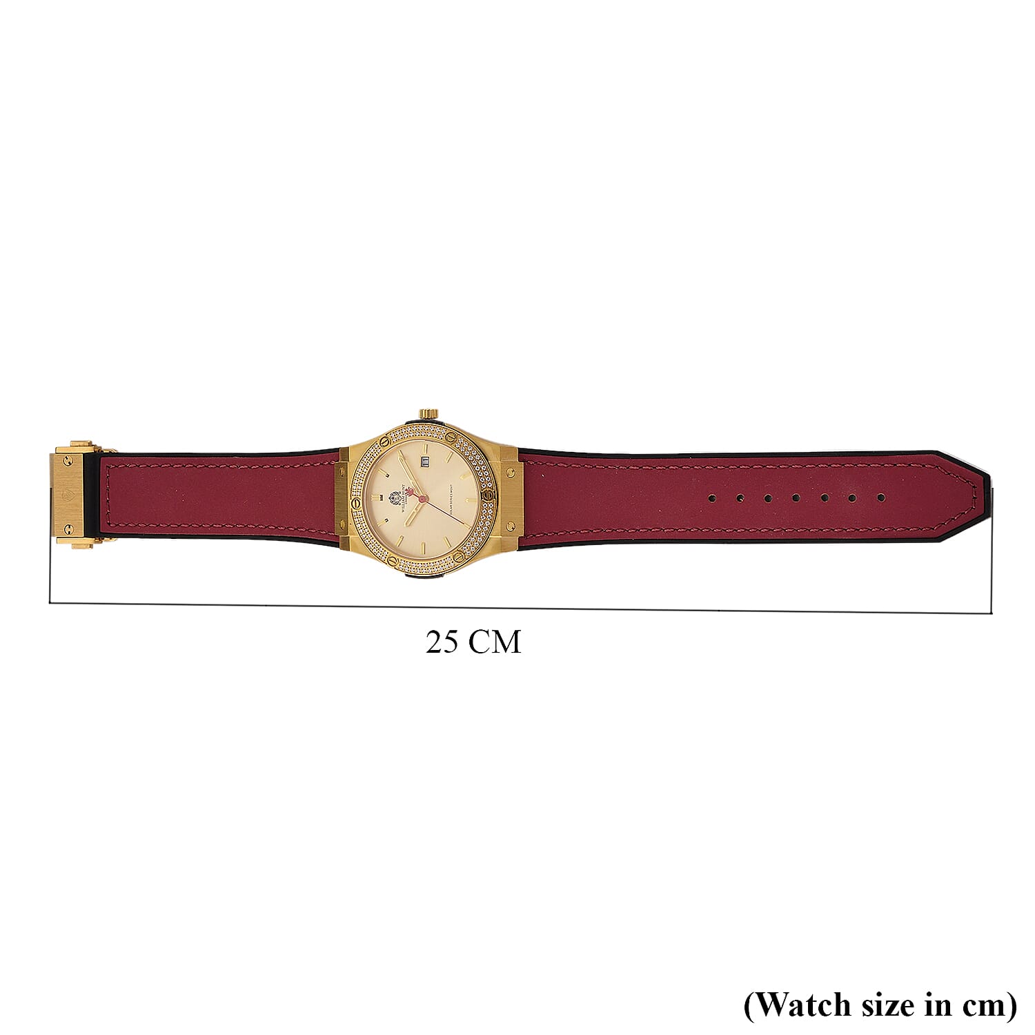 TJC 20TH ANNIVERSARY COMMISSION EXCLUSIVE - WILLIAM HUNT Limited Edition Epson Solar AS32 Movt. 5ATM WR Gold Sunshine &amp; Moissanite Dial &amp; Gold Case Watch with Red Strap (Adjustable) 8537033 8
