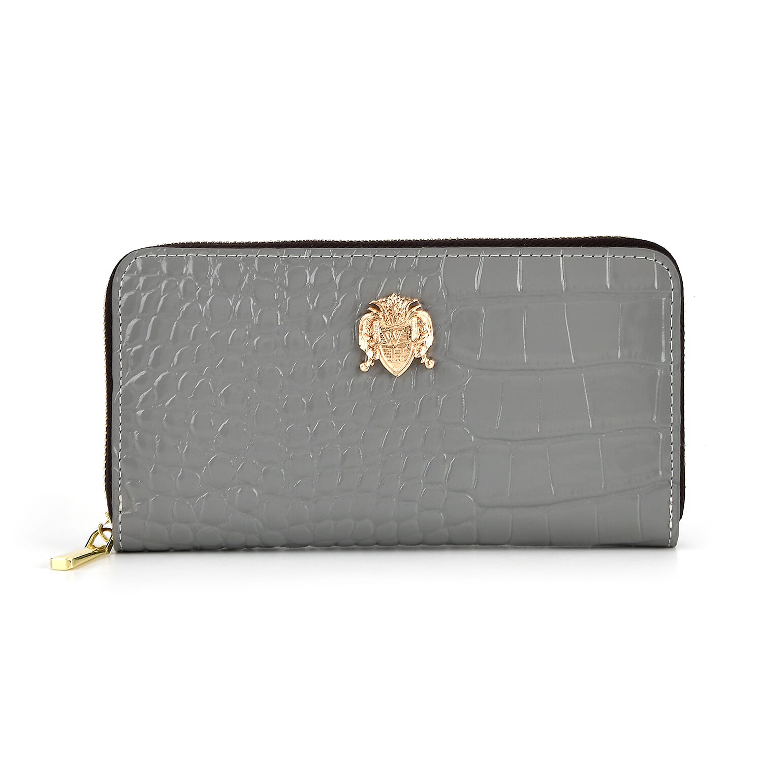 WILLIAM HUNT RFID Croc Embossed 100% Genuine Leather Wallet - Grey 8296308 11