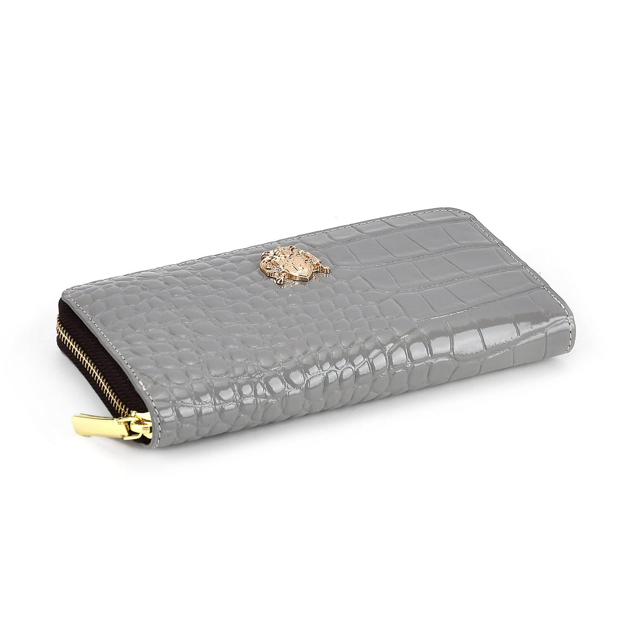 WILLIAM HUNT RFID Croc Embossed 100% Genuine Leather Wallet - Grey 8296308 16