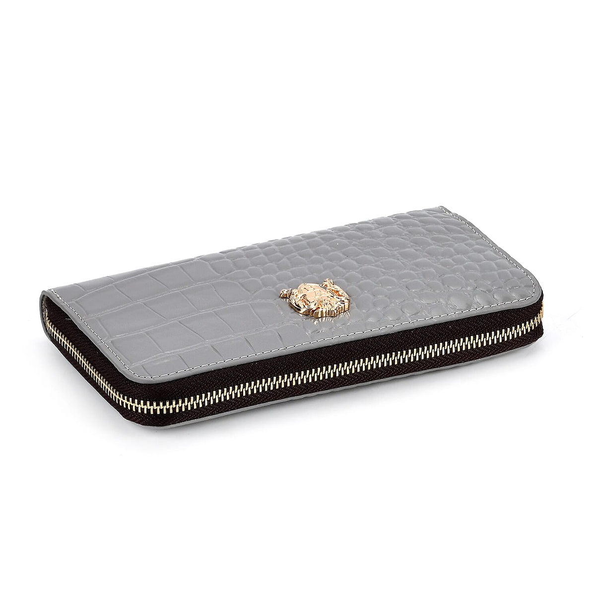 WILLIAM HUNT RFID Croc Embossed 100% Genuine Leather Wallet - Grey 8296308 17