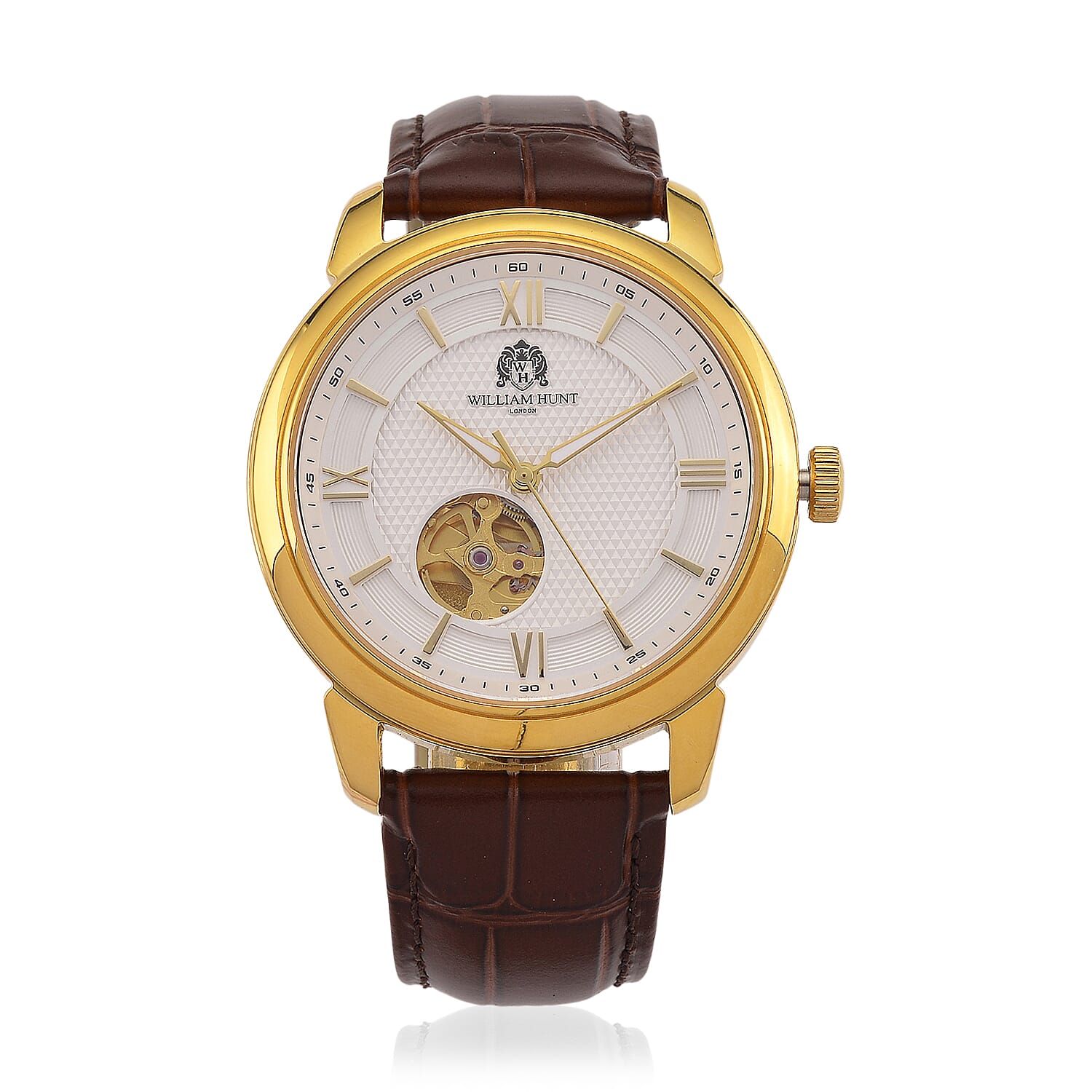 WILLIAM HUNT Limited Edition Heritage Automatic Watch with Adjustable Black Leather Strap - 5ATM Water Resistancy &amp; Sapphire Crystal Glass - White 8252854 0