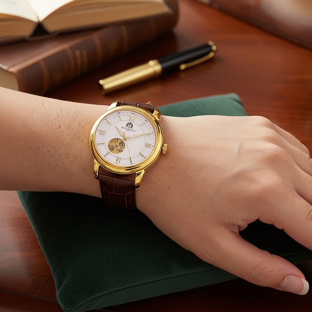 WILLIAM HUNT Limited Edition Heritage Automatic Watch with Adjustable Black Leather Strap - 5ATM Water Resistancy &amp; Sapphire Crystal Glass - White 8252854 3