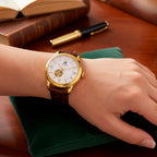 WILLIAM HUNT Limited Edition Heritage Automatic Watch with Adjustable Black Leather Strap - 5ATM Water Resistancy & Sapphire Crystal Glass - White
