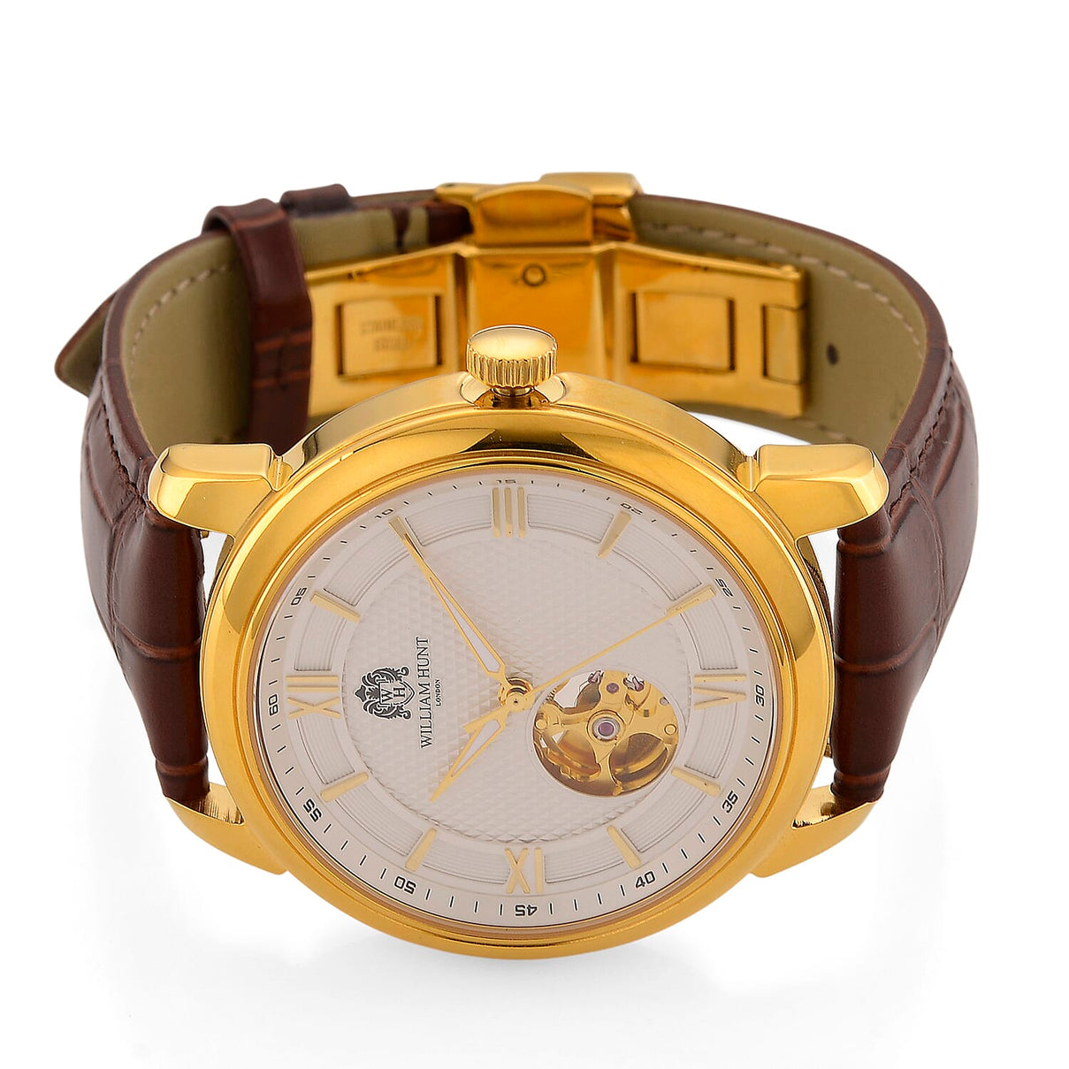 WILLIAM HUNT Limited Edition Heritage Automatic Watch with Adjustable Black Leather Strap - 5ATM Water Resistancy &amp; Sapphire Crystal Glass - White 8252854 5