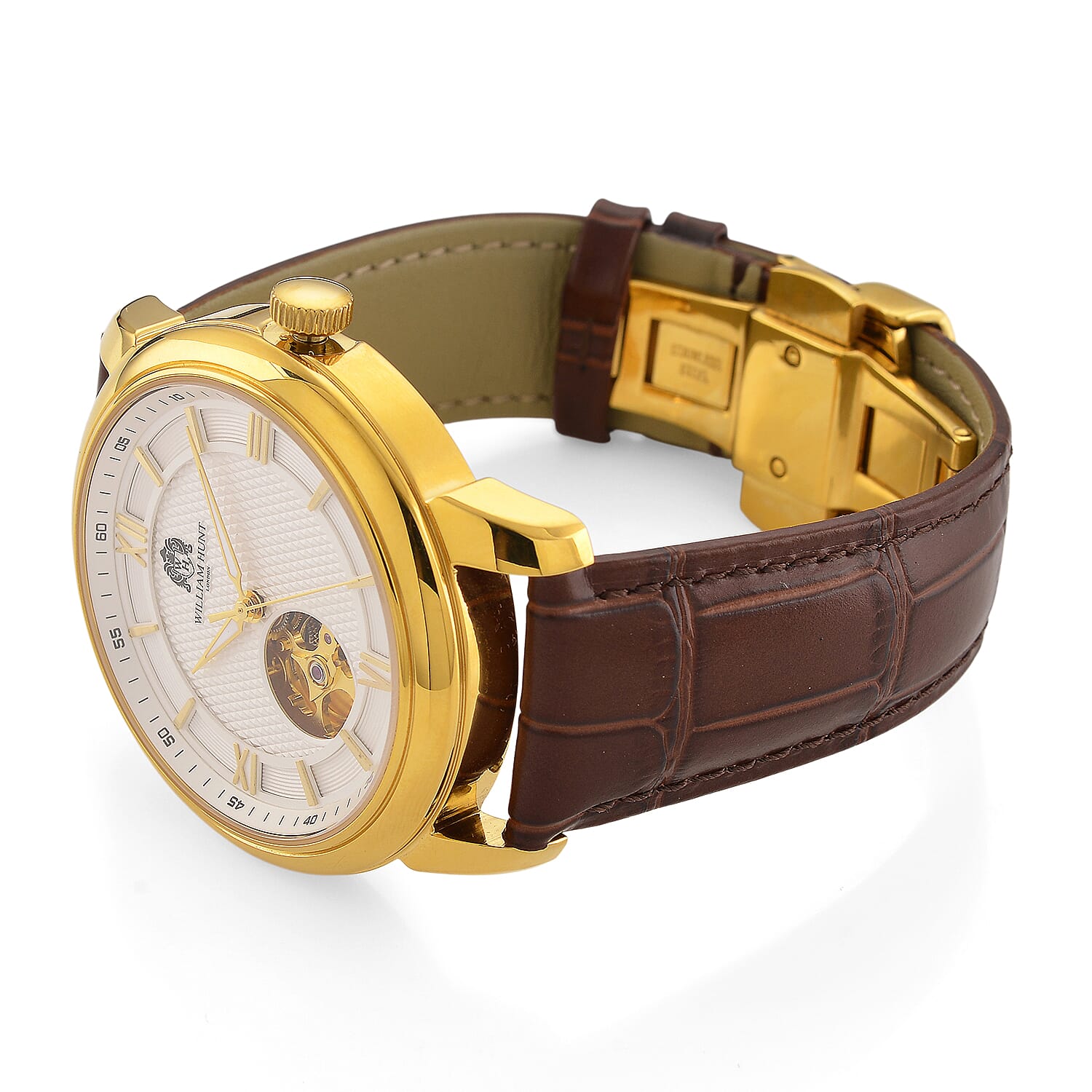 WILLIAM HUNT Limited Edition Heritage Automatic Watch with Adjustable Black Leather Strap - 5ATM Water Resistancy &amp; Sapphire Crystal Glass - White 8252854 6