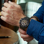 WILLIAM HUNT Seiko VD53 Japan Quartz 5ATM WR Black Dial & Black Case Mens Watch with Black Stainless Steel Strap