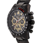 WILLIAM HUNT Seiko VD53 Japan Quartz 5ATM WR Black Dial & Black Case Mens Watch with Black Stainless Steel Strap