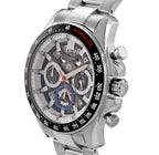 WILLIAM HUNT Seiko VD53 Japan Quartz 5ATM WR Black Dial & Silver Case Mens Watch with Silver Stainless Steel Strap