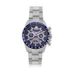 WILLIAM HUNT Seiko VD53 Japan Quartz 5ATM WR Blue Dial & Silver Case Mens Watch with Silver Stainless Steel Strap