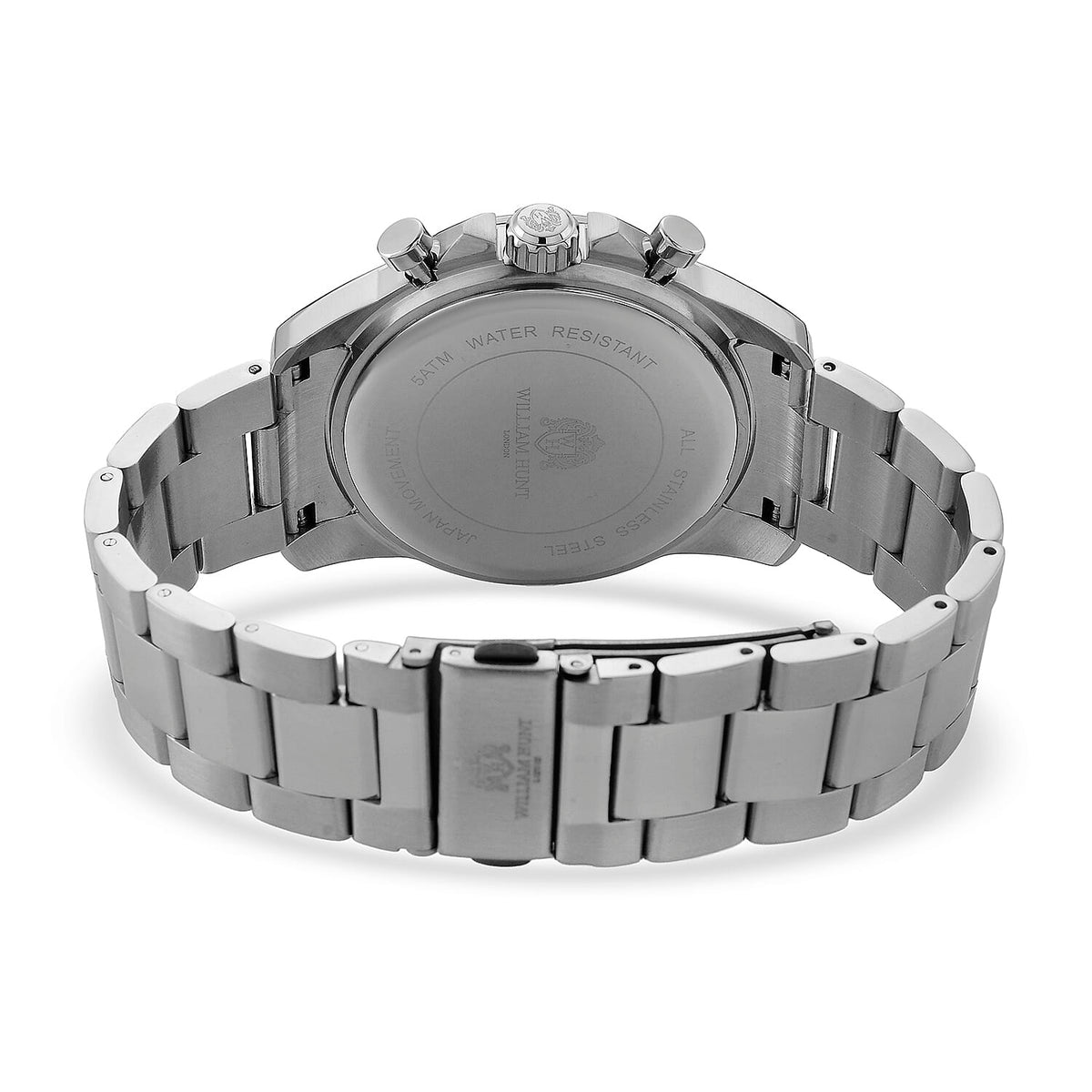WILLIAM HUNT Seiko VD53 Japan Quartz 5ATM WR Blue Dial &amp; Silver Case Mens Watch with Silver Stainless Steel Strap V32530859 7