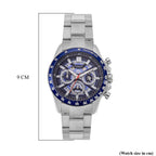 WILLIAM HUNT Seiko VD53 Japan Quartz 5ATM WR Blue Dial & Silver Case Mens Watch with Silver Stainless Steel Strap