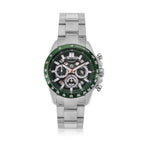WILLIAM HUNT Seiko VD53 Japan Quartz 5ATM WR Green Dial & Silver Case Mens Watch with Silver Stainless Steel Strap