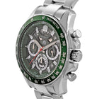 WILLIAM HUNT Seiko VD53 Japan Quartz 5ATM WR Green Dial & Silver Case Mens Watch with Silver Stainless Steel Strap