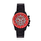 WILLIAM HUNT Seiko VD53 Japan Quartz 5ATM WR Red Dial & Black Case Mens Watch with Black Stainless Steel Strap