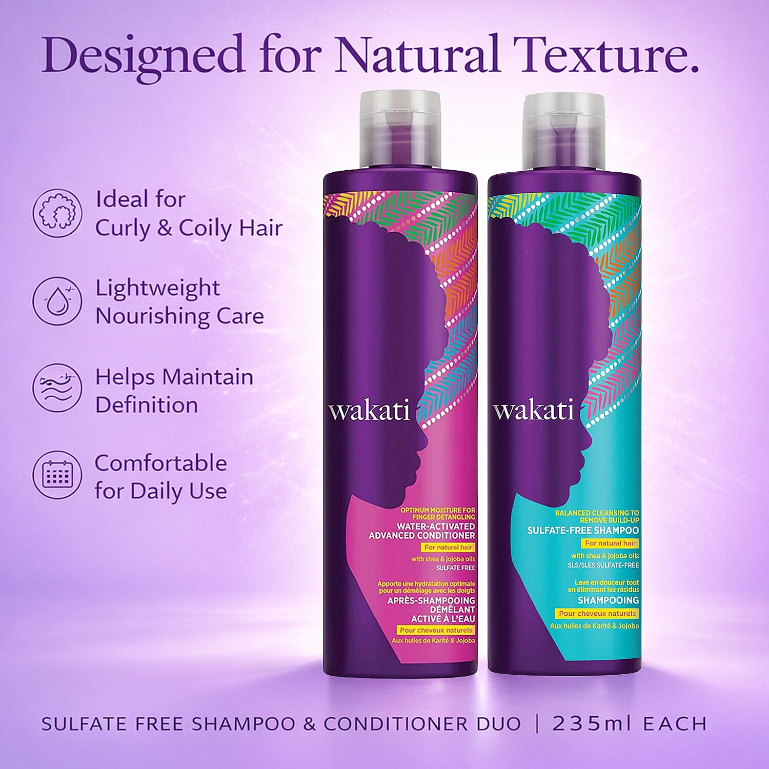 Wakati Sulfate-Free Shampoo &amp; Water-Activated Advance Conditioner Duo For Natural Hair - 235ml Each 8240334 2