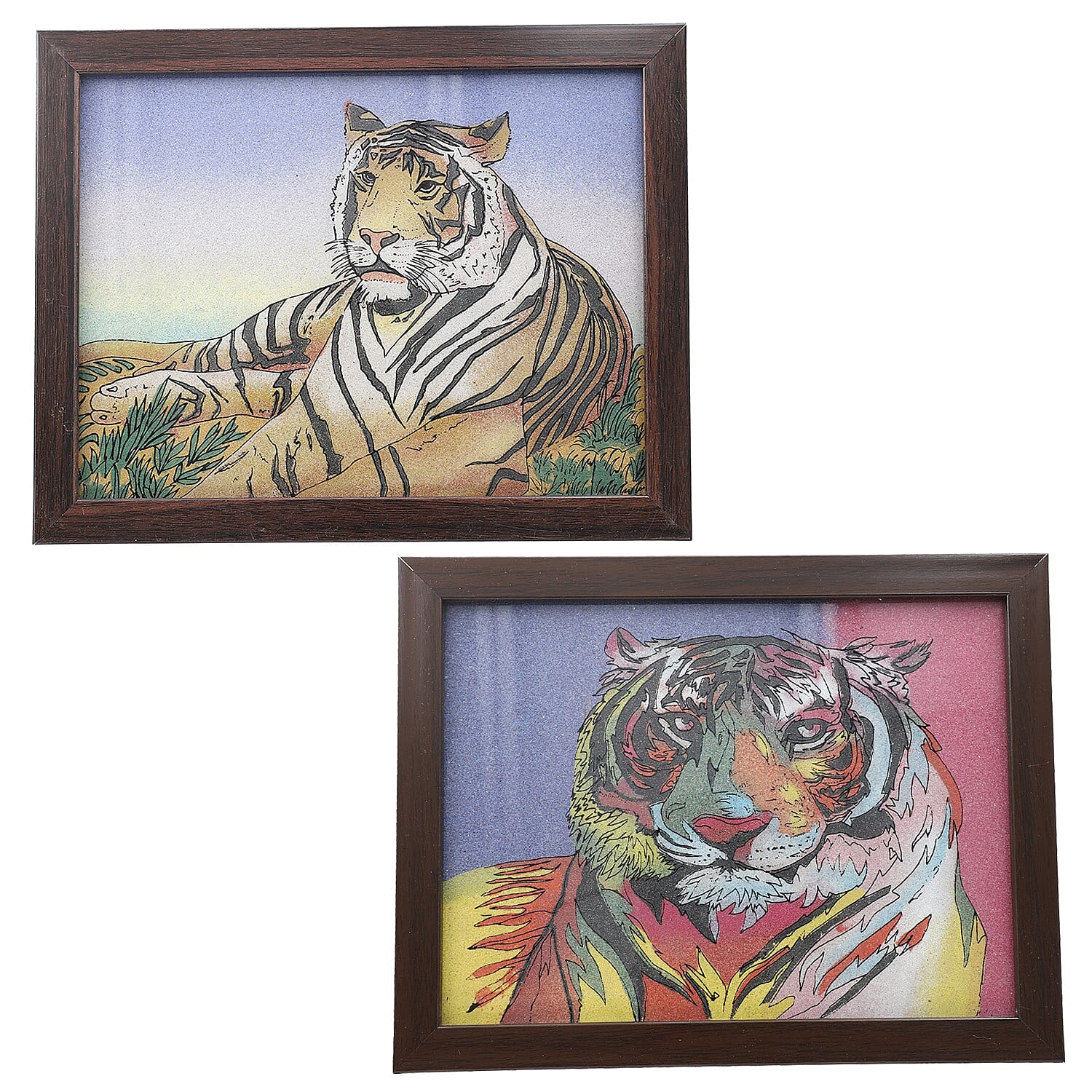 2 Pcs Set Made from Genuine Gemstone Hand Made Wall Art (Size 17x15x1 cm) - Tiger 7744884 0