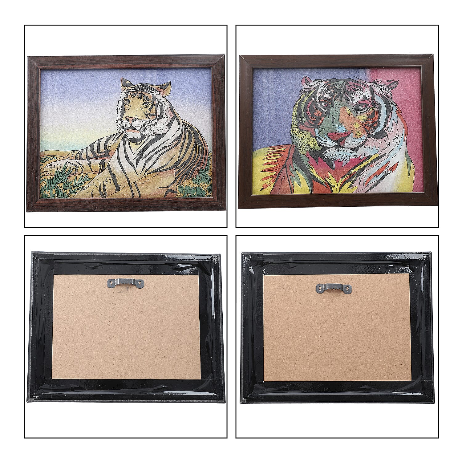 2 Pcs Set Made from Genuine Gemstone Hand Made Wall Art (Size 17x15x1 cm) - Tiger 7744884 5