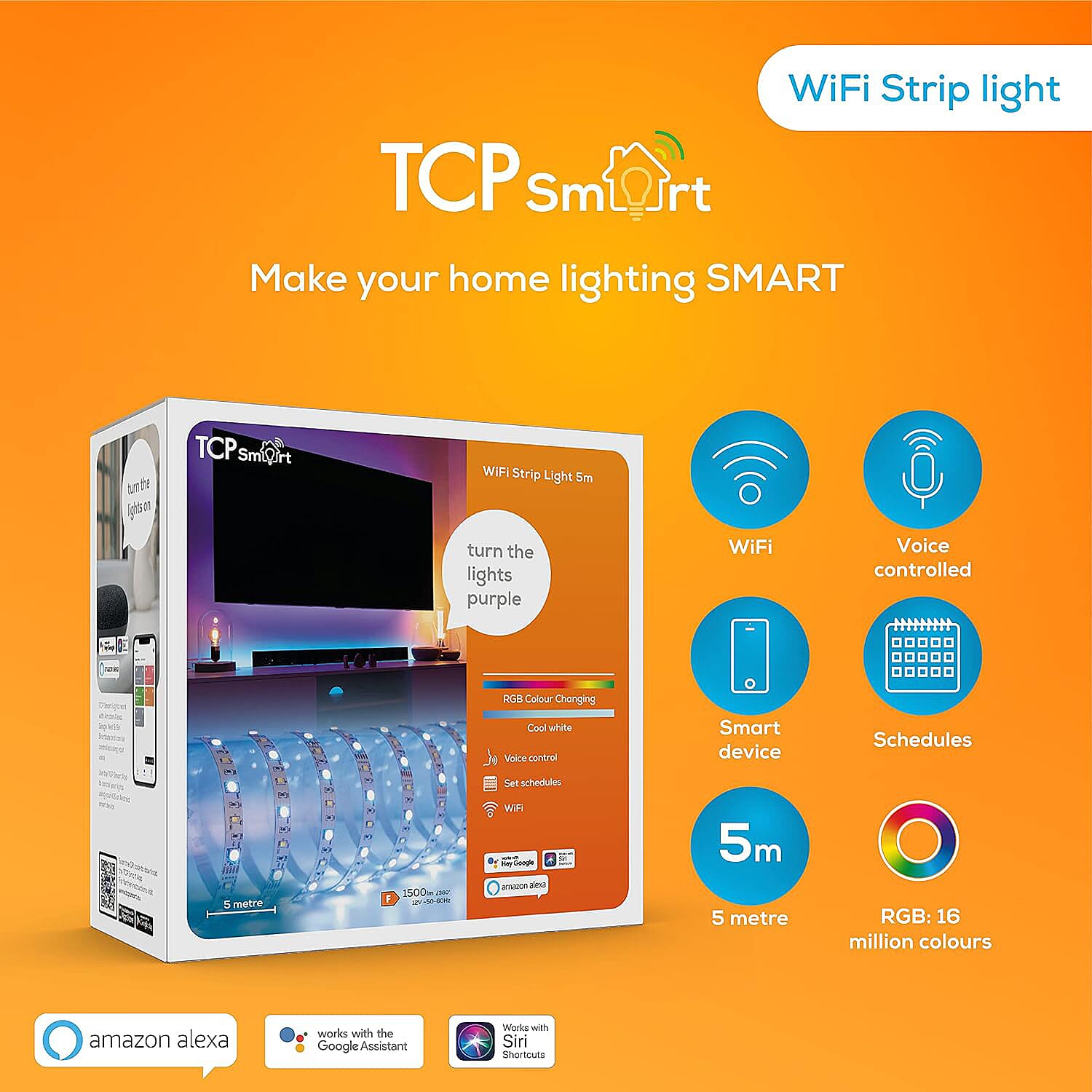 TCP Smart Smart LED Color Changing Strip Lights - White 7771006 1