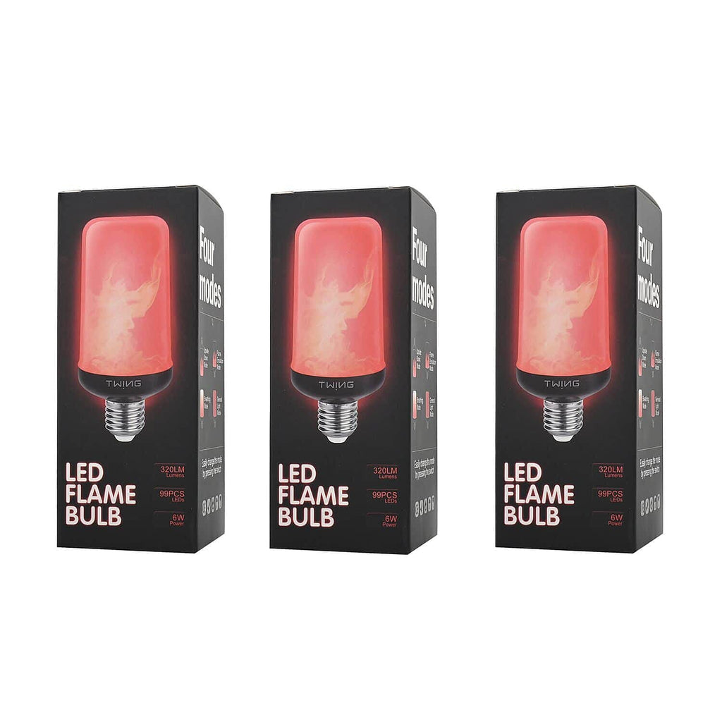 Value Bundle - Pack of 3 -  LED Flame Bulbs (6W) - 4 lighting Modes