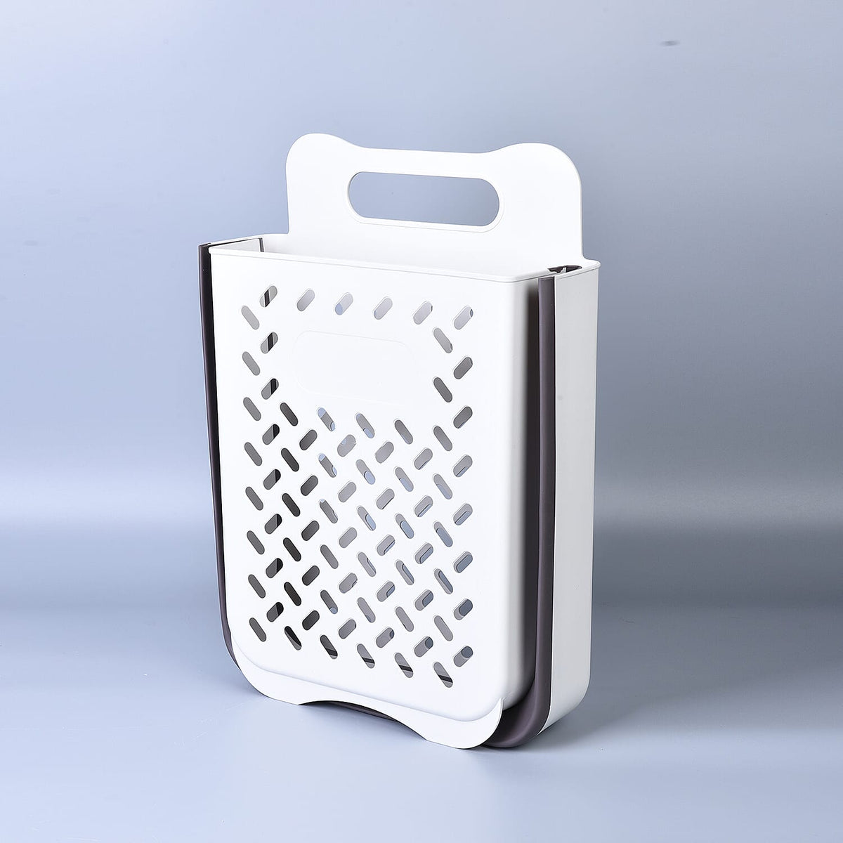 Wall Mountable Laundry Basket with 3 Label Stickers and 2 Adhesive Hooks - White and Grey 6253951 5