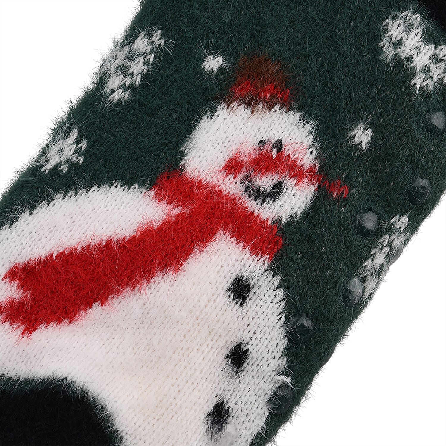 Christmas Snowman Design Warm Sherpa Socks - Dark Green 8204286 3
