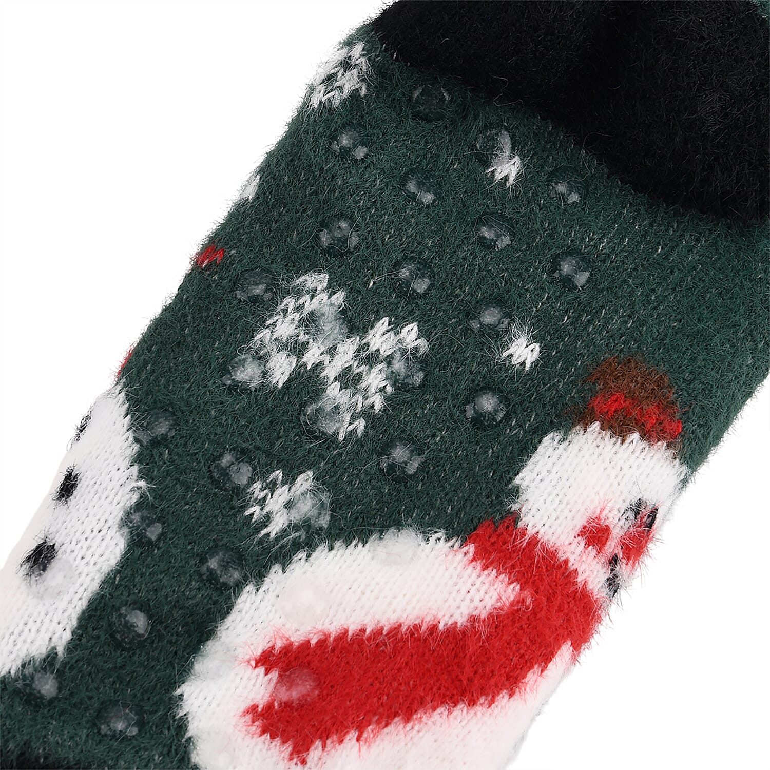 Christmas Snowman Design Warm Sherpa Socks - Dark Green 8204286 4