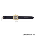 STRADA Japanese Movement Black Dial Water Resistant Watch with Stainless Steel Back in Gold Tone & Black Leather Strap