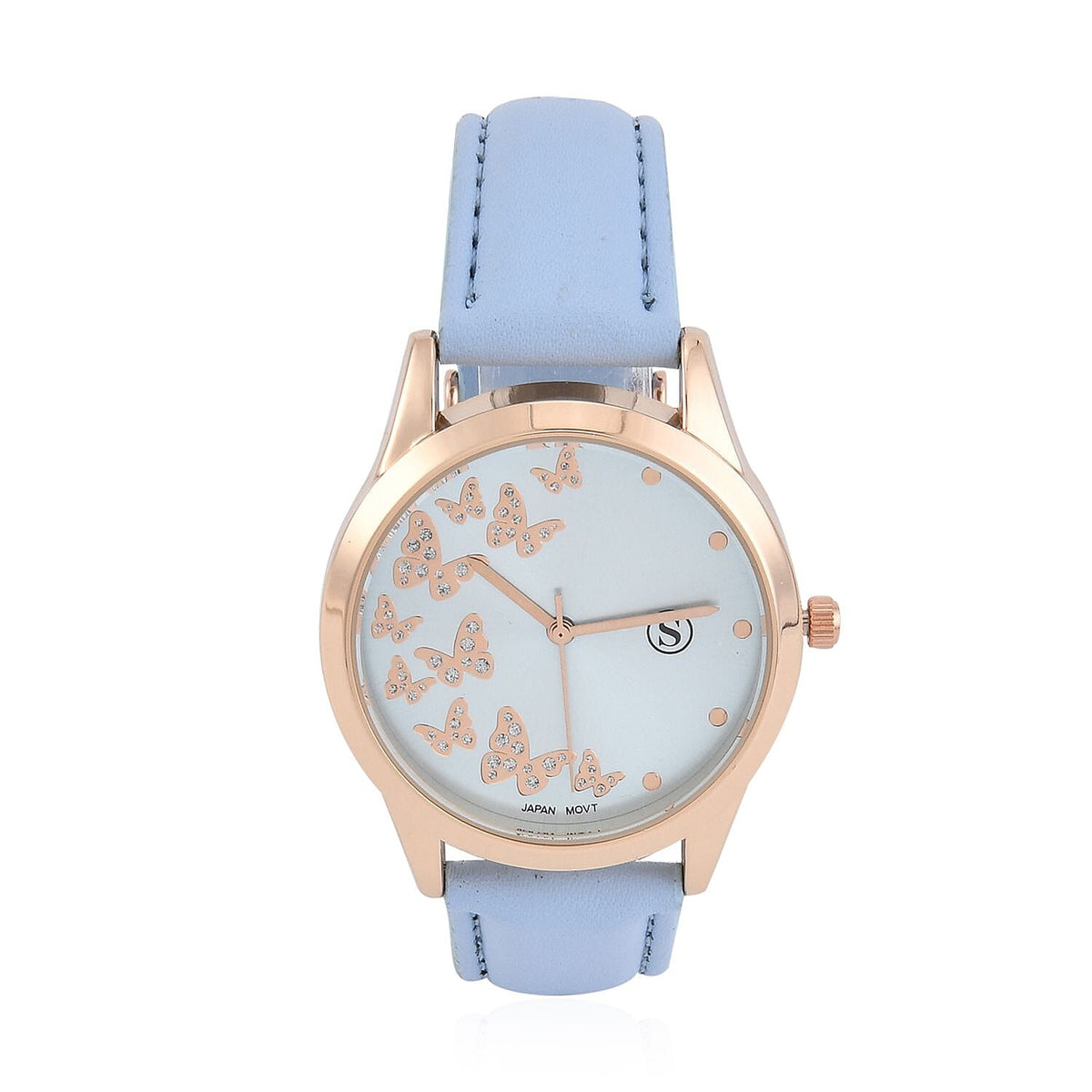 STRADA Japenese Movement Butterfly Pattern Inner Dial with White Stardust dots Watch with PU strap 7337257 0