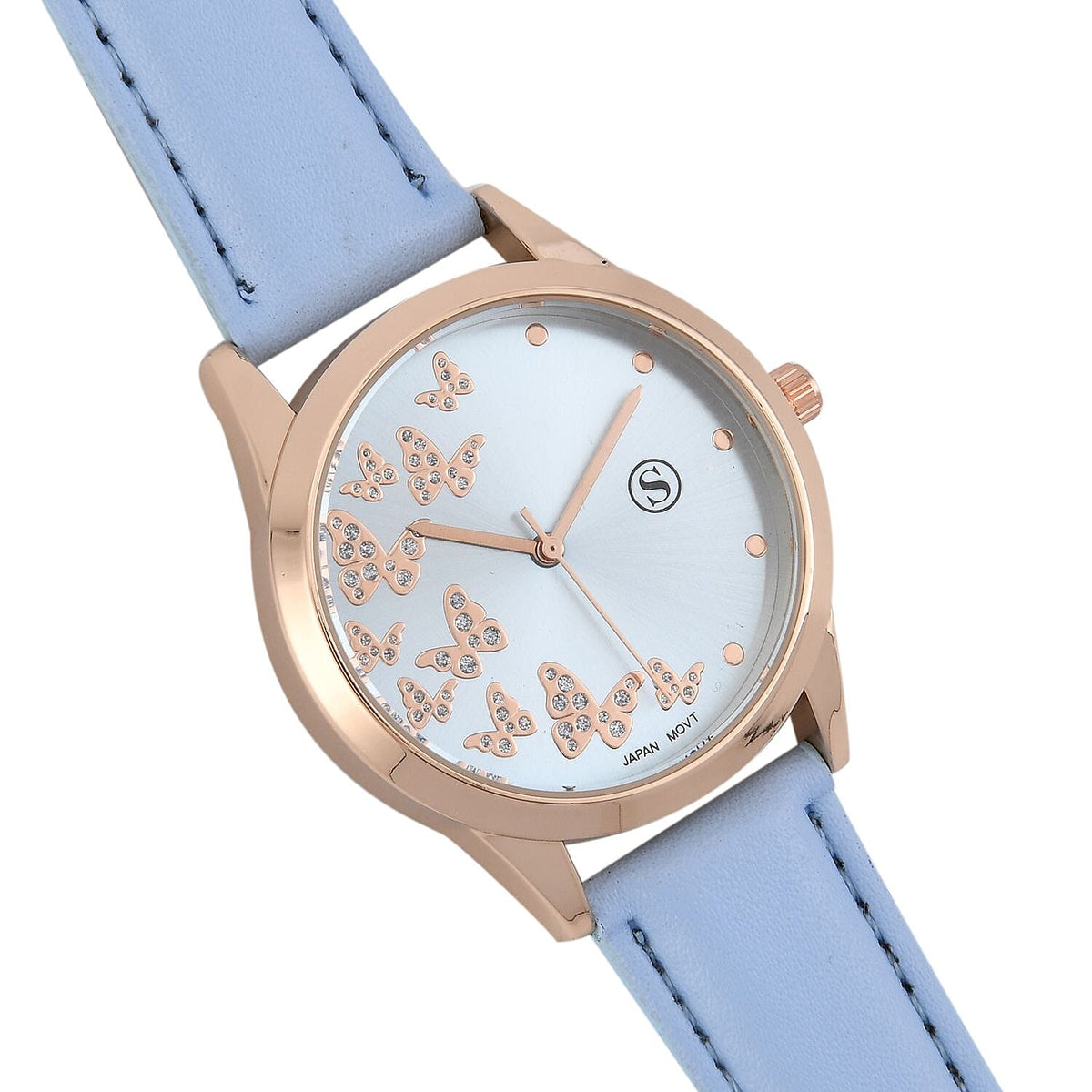 STRADA Japenese Movement Butterfly Pattern Inner Dial with White Stardust dots Watch with PU strap 7337257 5