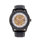 GENOA Automatic Movt. 3ATM WR White Dial Watch with Black Leather Strap