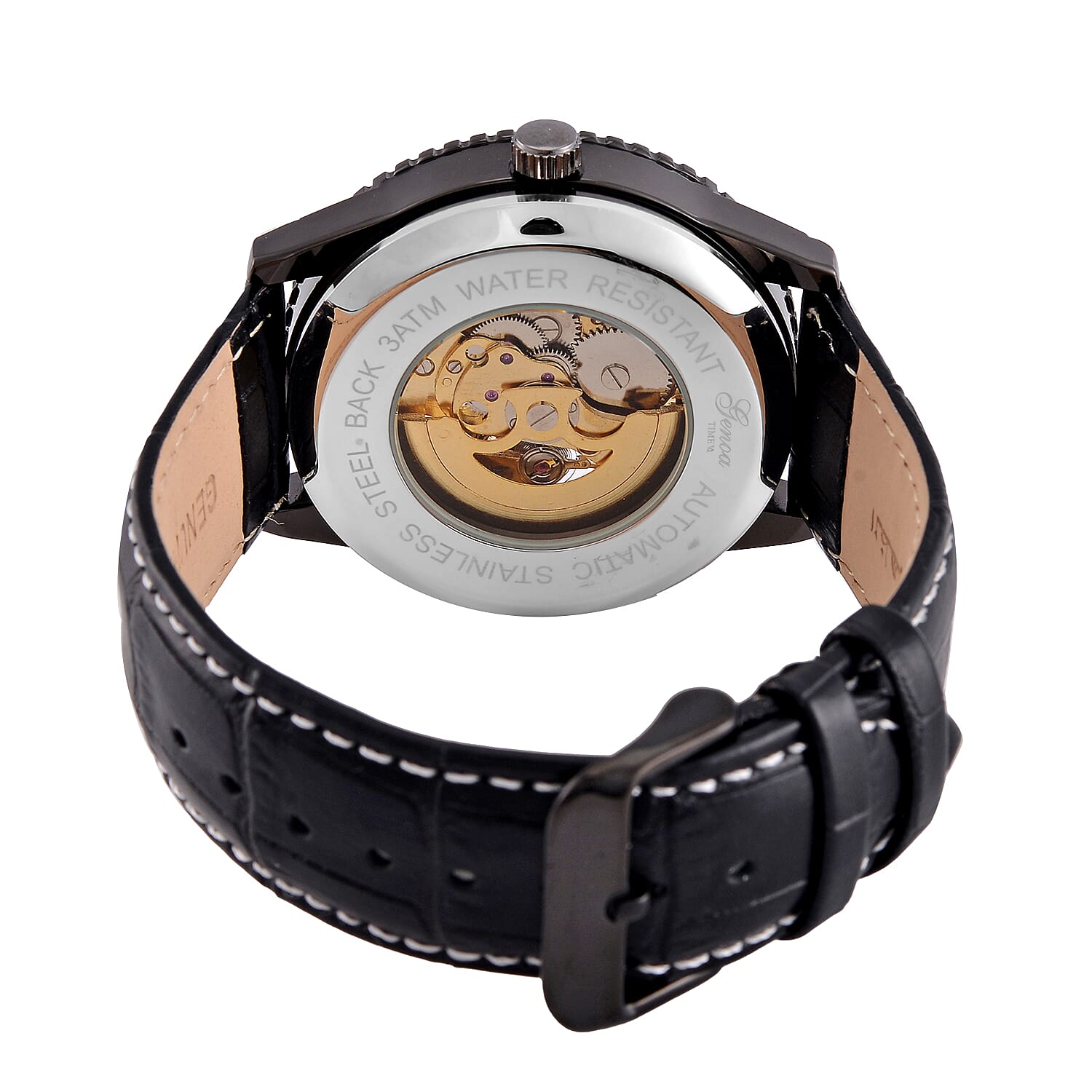 GENOA TIME V2 Automatic Movement Watch 3ATM Water Resistance With Skeleton Display Stylish Black Leather Strap 7792848 6