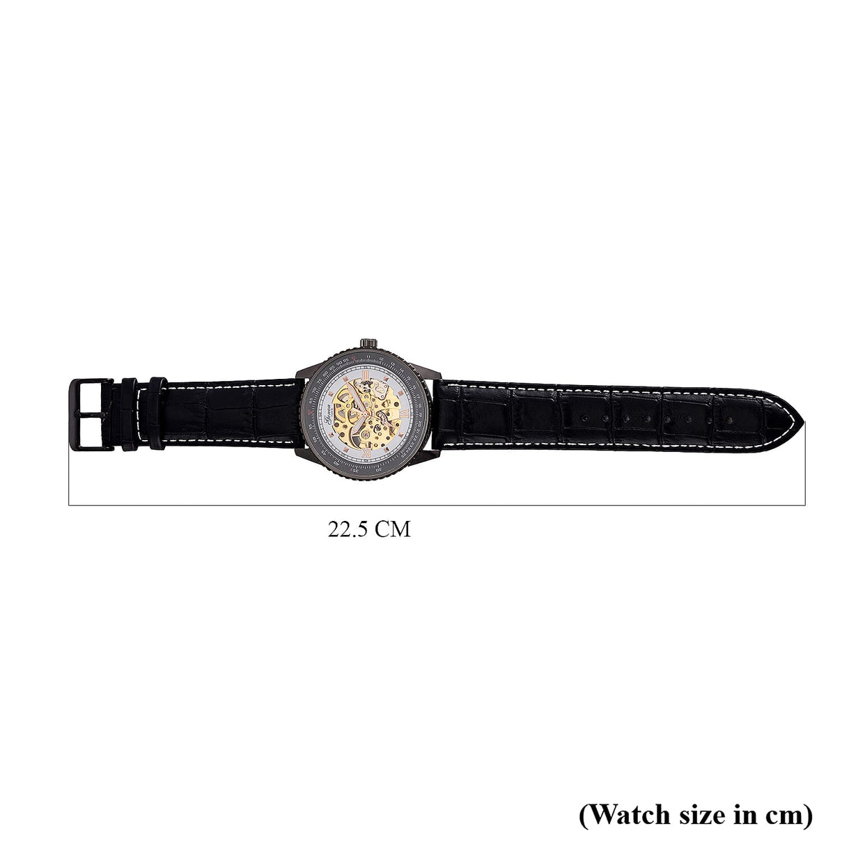 GENOA TIME V2 Automatic Movement Watch 3ATM Water Resistance With Skeleton Display Stylish Black Leather Strap 7792848 7