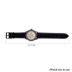GENOA Automatic Movt. 3ATM WR White Dial Watch with Black Leather Strap